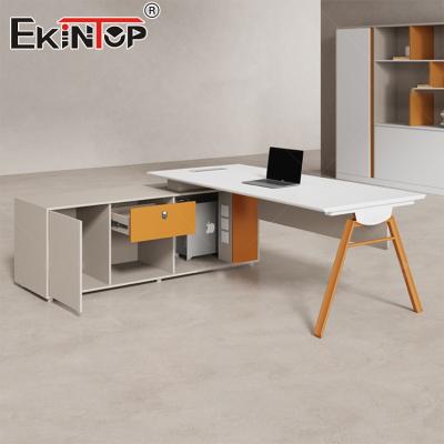 China Muebles de oficina simples y modernos Escritorio de madera de acacia Escritorio ejecutivo blanco Escritorio gerente en venta