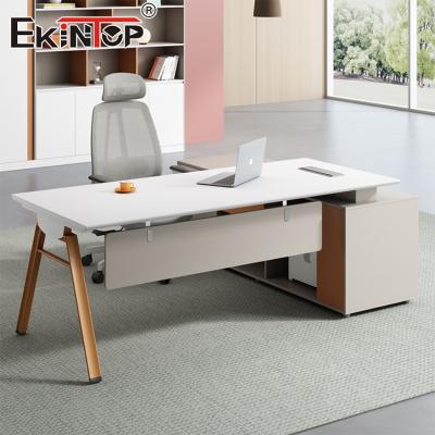 China L-vormige Computer Desk Manager Office Desk Moderne stijl Acacia houten bureau Te koop