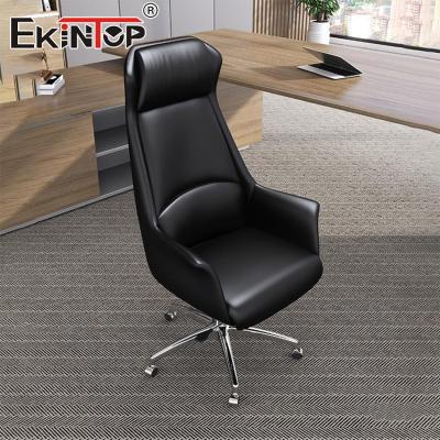 China Custom Black Leather Executive Office Chair With Swivel Ergonomic Drafting Chair for sale