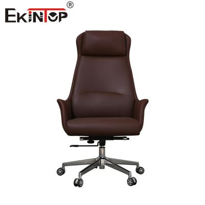 China Comfortable Brown Leather Office Chair Classic Style Furniture Ergonomic Drafting Chair for sale