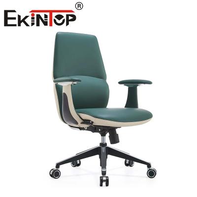 China Adjustable Ergonomic Office Green Leather Executive Chair Sturdy Office Chair for sale