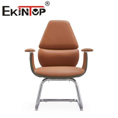 Cina Moderna Executive Arm Ergonomic Brown PU Leather Office Chair Sedie da ufficio in cuoio in vendita