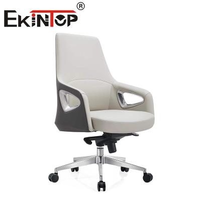 China Mid Back Swivel Executive Office Leather Chair For Office Furniture Leather Club Chairs for sale