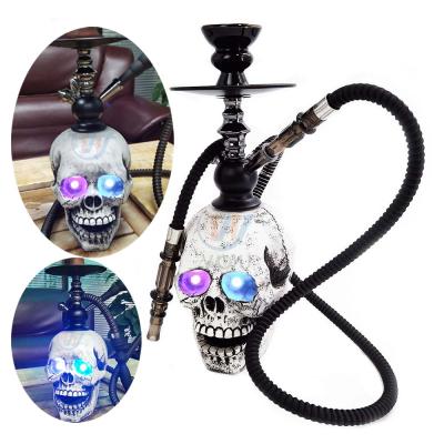 China New Style Base Skull-Shaped Resin Skull-Shaped Sheesha Bottom Shisha Hookah With Light Mouth Smoke for sale