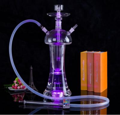 China All Glass Shisha Hukka Hubbly Fizzy Glass Water Pipe Full Full Glass Hookah With Light for sale