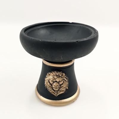 China Lion Emboss WOYU Lion Shisha Bowl Black Head Shisha Hookah Ceramic Bowl for sale