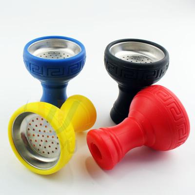 China Durable Colorful Metal Head Shisha Silicone Hookah Rubber Bowl With Metal Holder for sale