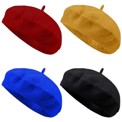 China 2022 New Fashion Fashion Beret Hat For Women Classic French Style Beanie Winter Cap Solid Color for sale