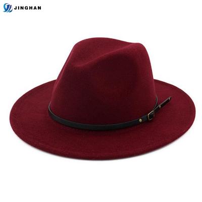 China 2022 Character Manufacturing Panama Hat Direct Classic 100 Wool Felt Simple Fedora Hat With Detachable Belt for sale