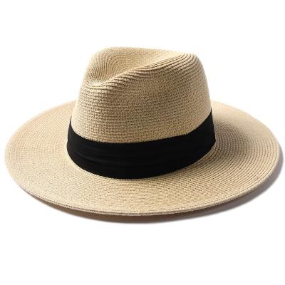 China Picture Panama Hat Sun Hats For Women Men Wide Brim Fedora Straw Beach Hat for sale