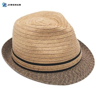 China Manufacturer Customized Logo Short Brim UPF50 Jazz Beach Fedora Straw Sun Comfortable Hat for sale