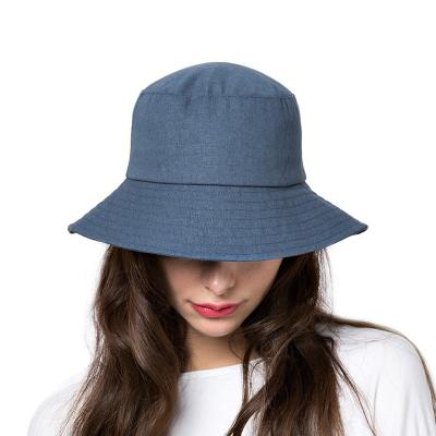 China Solid Color Casual Bucket Hat For Women Men, Reversible Cotton Summer Sun Beach Fishing Hat for sale