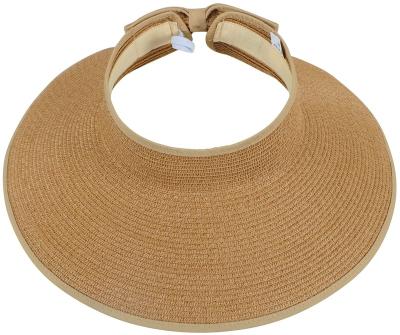 China Hot Selling UPF50+Wide Beach Brim Straw Hat Simplicity Summer Women Blank Top Sun Visor Rolled Hat for sale