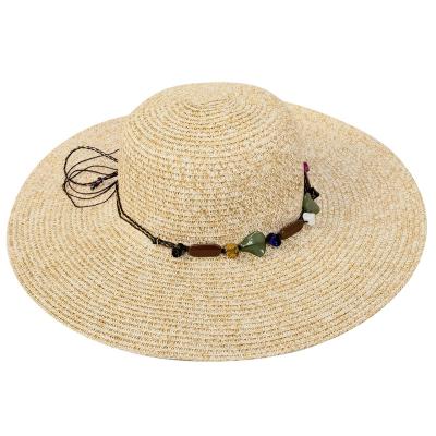 China Customizable Design Striped Sun Straw Hats Floppy With Foldable Wide Brim Women Roll Up Beach Hat for sale