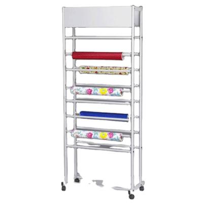 China White Fabric Display Rack HYX-A031A Fabric Storage Display Rack With 8 Rolls In Each Side for sale