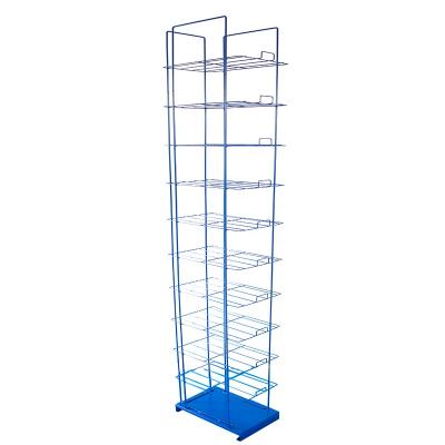 China Easy Assembly Blue Multi-Layers Peaked Hat Rack Display Holder Baseball Wire Shelf Metal Hardware Fisherman Hat Display Rack for sale