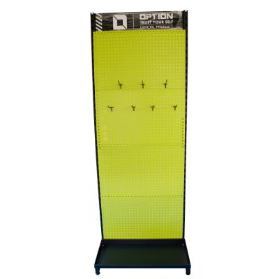 China Fluorescent Green Mall View Stainless Steel Accessory Hanging Perforated Car Auto Fixing Display Rack for sale