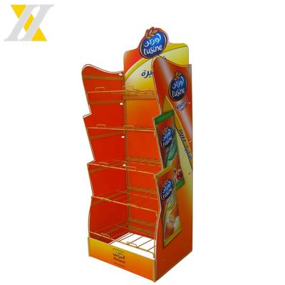 China Snack Dry Yarn Bread Candy Supermaket Supermarket Floor Food Display Stand Tiered Rack for sale