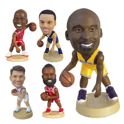 China Europe Promotional Gift Custom Nba Basketballer Sport 3d Bobblehead Figurine Resin Basketball Player Car Bobble Head Doll Toy Figures for sale