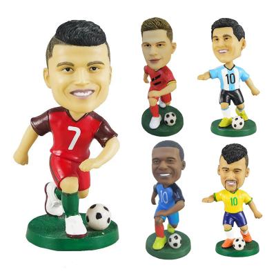 China Europe Custom Promotional Gift Resin Celebrity  Soccer Player Bobble Head Toy Figures Sculptures Funny Dashboard Bobbleheads For Cars for sale