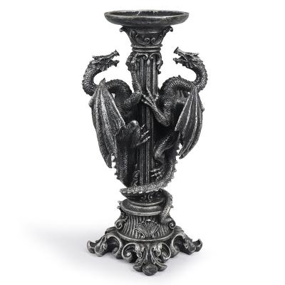 China Home Decoration Factory Custom Halloween Dinner Candle Stick Holder Dark Dragon Holiday Scene Decoration Luxury Black table Candlestick Holder for sale