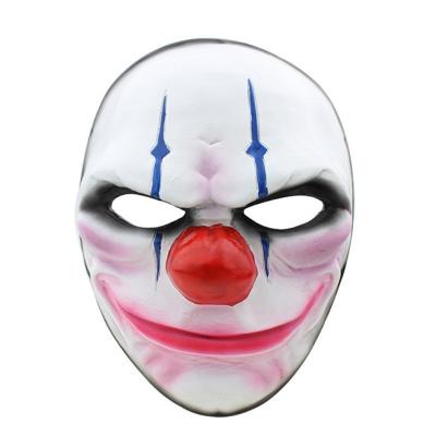 China Resin Factory Custom Payday Resin Skeleton Clown Face Mask Halloween Makeup Prom Props Christmas Funny Party Skull Mask for sale