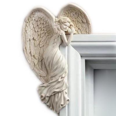 China Resin Custom Redemption Angel Door Frame Hanging Ornament Awakening Sublimation Angel Wing Door Frame Wall Decor Resin Angel Figurine for sale