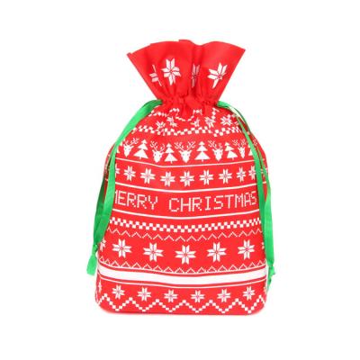 China Anti-theft Promotional Christmas Gift Packaging Small Non Woven Drawstring Bag For Candy for sale