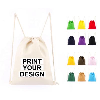 China Custom Printing Gift Bag Canvas Drawstring Backpack Girls for sale