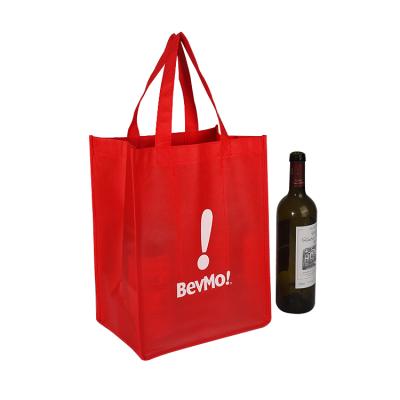 China Custom Non Woven Handled Wine Bottle Handle Style Wine Promotional Carry Bag for sale