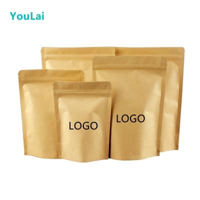 China Custom Recyclable Coffee Bean Packaging Zipper Kraft Paper Vertical Tea Bag Customized Printing Biodegradable Bag for sale