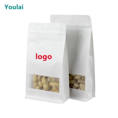 China Recyclable Zipper Kraft Paper Bag Resealable Custom Frosted Windowed Matte Kraft Paper Bag for sale