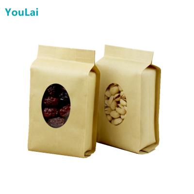 China Recyclable Open Window Organ Oval Open Window Bag Brown Paper Bag Can Heat Seal Nut Food Bag for sale