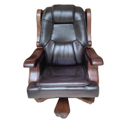 China Good Quality Wooden Wholesale Office Table Chair Walnut+Cowhide Armrest Luxury Comfortable Office Chair for sale