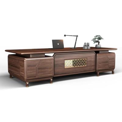 China New Product Modern Walnut Desk Table Luxury Solid Wood Desk 3220*1080*810mm Table For Office for sale