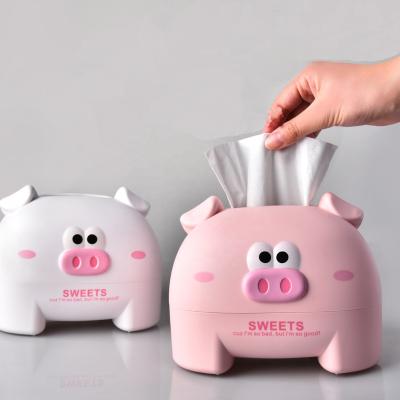 China CLASSIC New Style Household Plastic Office Tissue Box In-car Cute Piggy Factory Outlet Tissue Box for sale