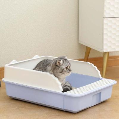 China Wholesale Custom New Design Stocked Eco-Friendly Durable Cat Litter Box With Garbage Scoop Cat Litter Tray Cat Toilet for sale