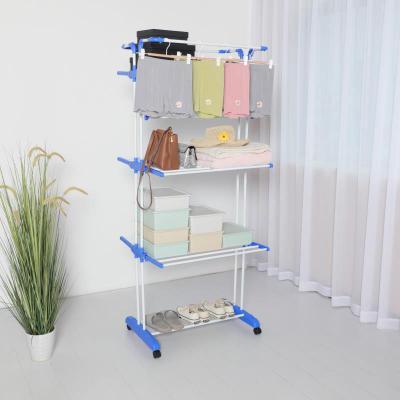 China New Classic/Postmodern Four Layers Folding Laundry Clothes Rack Indoor Outdoor Laundry Dryer Hanger Rack Cloth Storage Rack for sale