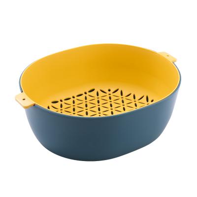 China Viable Hot Sale Household Plastic Fruit Vegetable Basket Set Wash Basin Two-piece Basket for sale