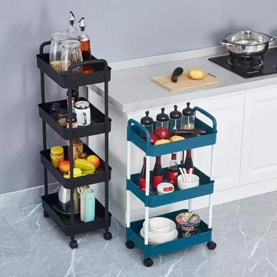 China Four Layers Durable High Quality ABS Storage Racks And Holders With Wheels Storage Rack Household Kitchen Storage Cart for sale