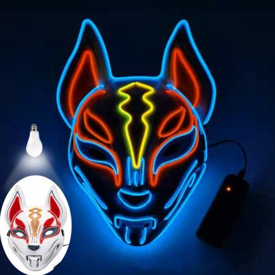 China PVC Multicolor Luminous Mask For Fortnite Presents Tenko EL Cold Light Party Mask Full Face Fox Props Festival Party for sale