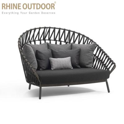 China Modern Outdoor Garden Furniture Sofas Rope Aluminum Wicker Sofa Bed for sale