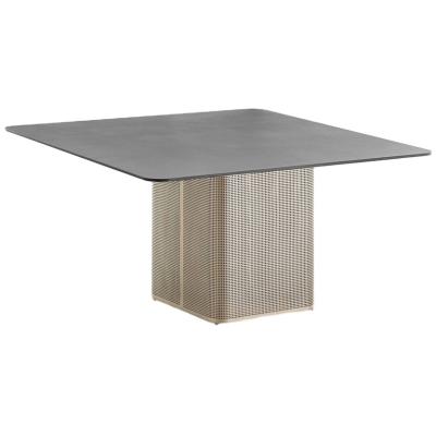 China Modern Outdoor Square Design Stainless Steel Metal Table Hotel Garden Dining Table Luxury Modern for sale