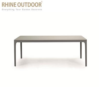 China RHINE Modern Outdoor Furniture Table Restaurant Garden Hotel Aluminum Rectangle Dining Table for sale