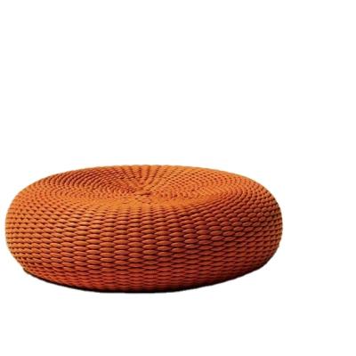 China Casual Relax Bean Bag Sufficiency Round Stool Knitted Lazy Sofa Floor Chair Pouf Rattan Outdoor Furniture for sale