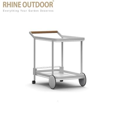 China Modern Outdoor Aluminum Teak Beach Cart Wood Kitchen Cart With Wheels for sale