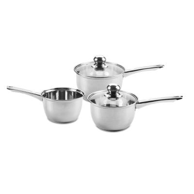 China Viable Hot Selling Glass Lid Cooking Pot Set 5pcs Stainless Steel Pan Set Milk Pot Cookware Set for sale