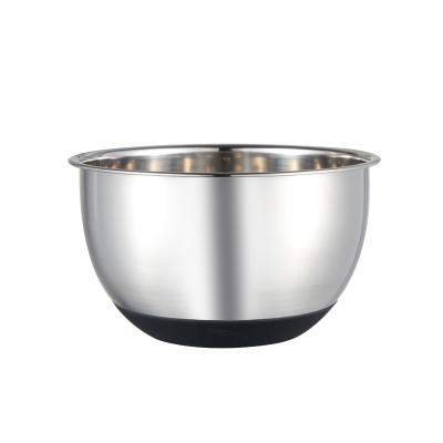 China Viable Wholesale Mixing Bowl With Silicone Bottom 24cm Large Stainless Steel Salad Bowl Deepening Stainless Steel Mixing Bowl for sale