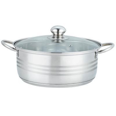 China Factory Price 8pcs Sustainable Glass Lid Stainless Steel Casserole Set Stock Induction Bottom Soup Pot Cooking Set for sale