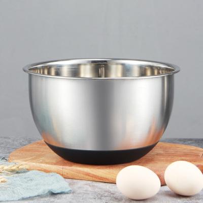 China Good Quality Silicone Bottom 18/20/22/24cm Large Size Deepening Viable Stainless Steel Mixing Bowl Salad Bowl for sale